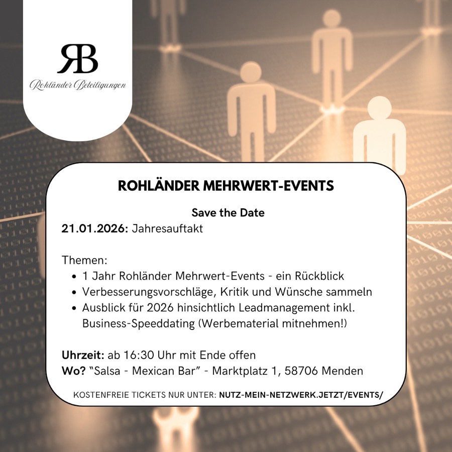 Einladung zum Jahresauftakt der Rohländer Mehrwert-Events am 21. Januar 2026