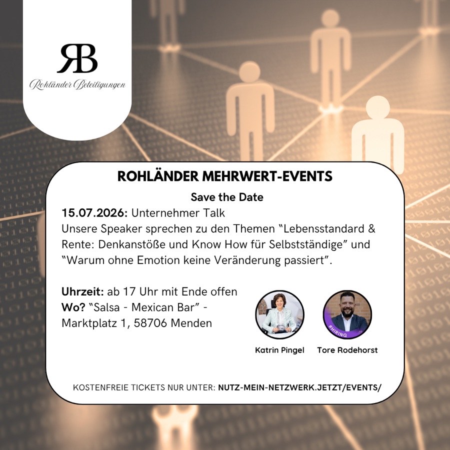 Einladung zum Rohländer Mehrwert-Event am 15. Juli 2026